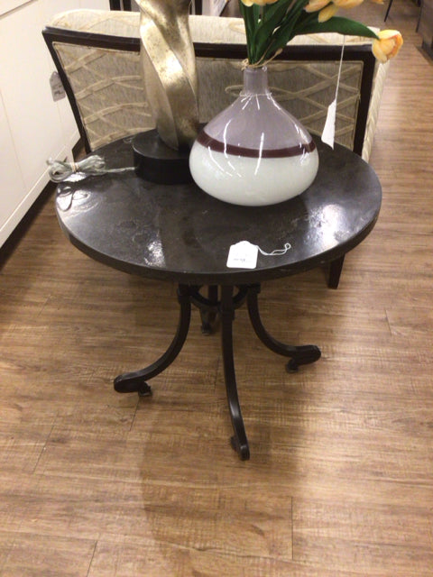 Bernhardt Round Stone Top Metal  End Table