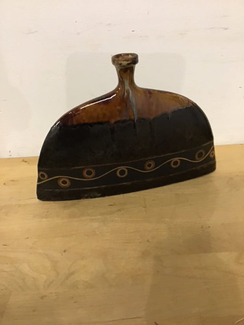 8" Glazed Ceramic Painted Bud Vase