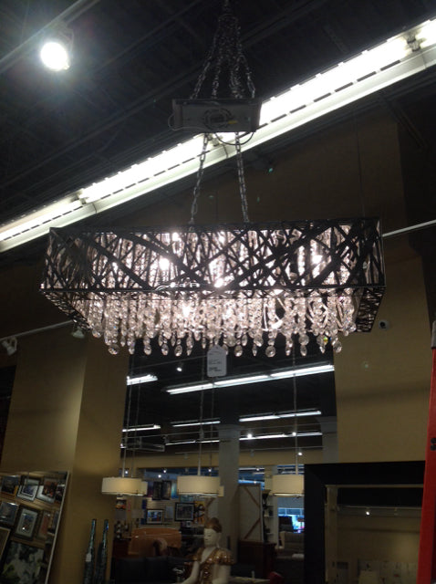 Chandelier- Chrome W Hanging Crystal