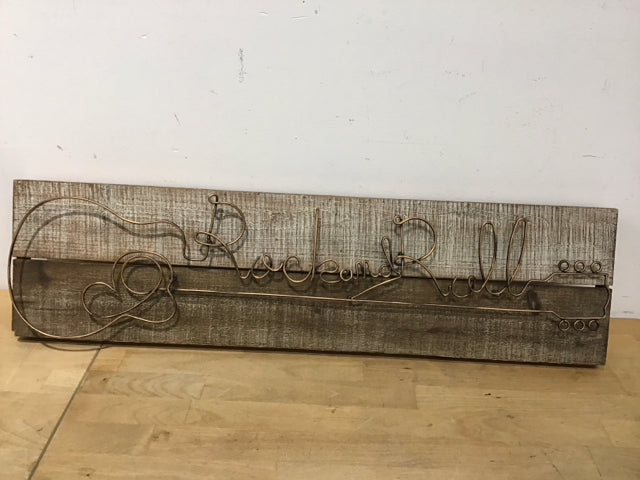 30"x8" Rock And Roll Wood & Metall Wall Decor