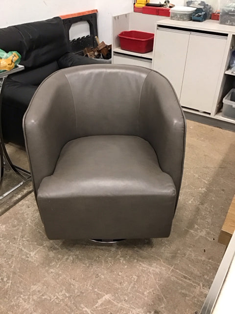 Grey Faux Leather Swivel Chair