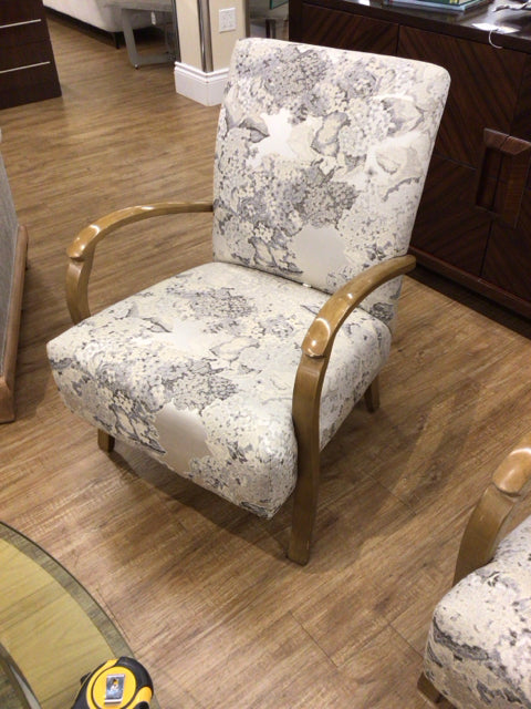 Shuster Design Fabric & Wood Arm Chair