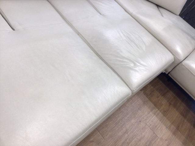 AS-IS Leather Beige 4 Pc Sectional (Discoloration/Scratches In Leather Cushions)