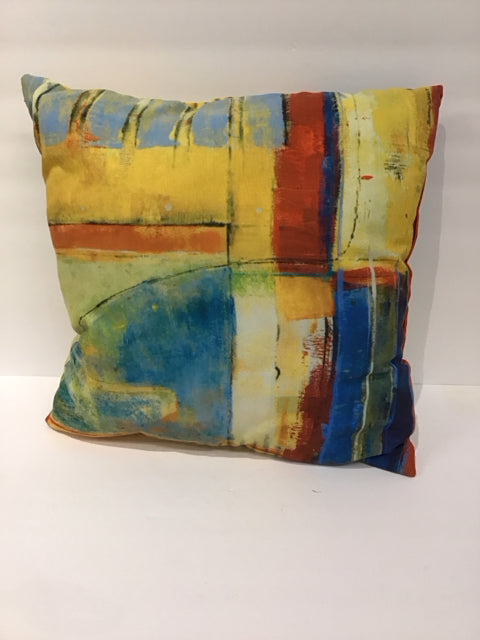 Yellow/Red Blue Abstract Pillow