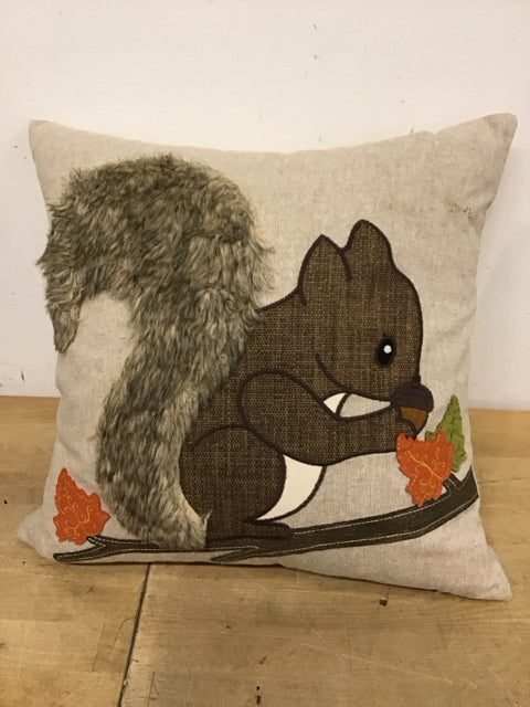 17" Squirrel W/Acorn Down Filled Pillow