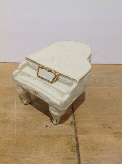 Ivory Floral Ceramic Piano Music Box