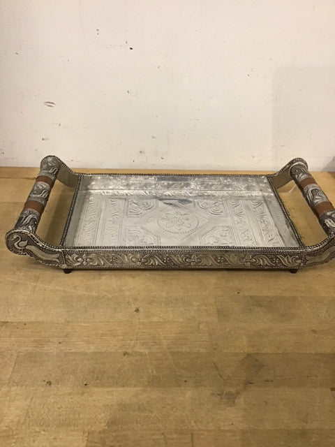 18"x8" Silver Medallion Tray