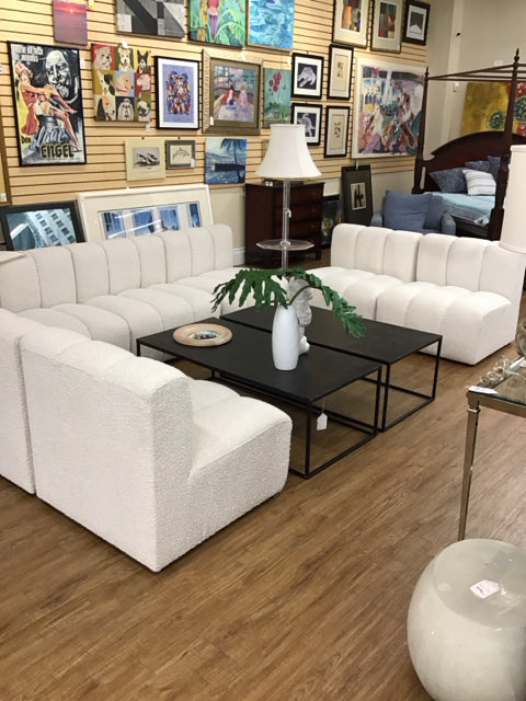 7 PC Boucle Fabric Modular Sofa Set