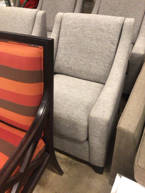 Custom Grey Fabric Slope Arm Chair