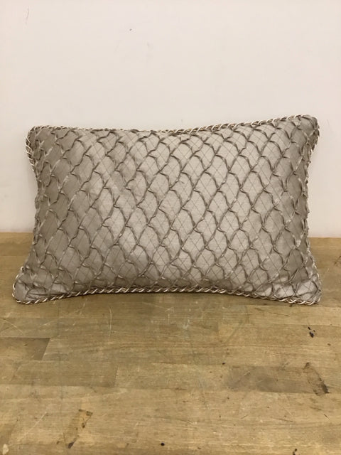 Gold Satin Braided Lumbar Pillow