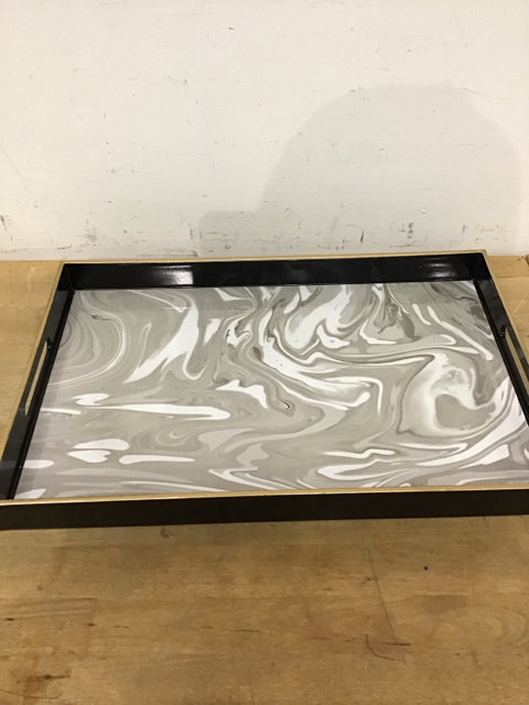 18"x12" Black Marble Print Tray