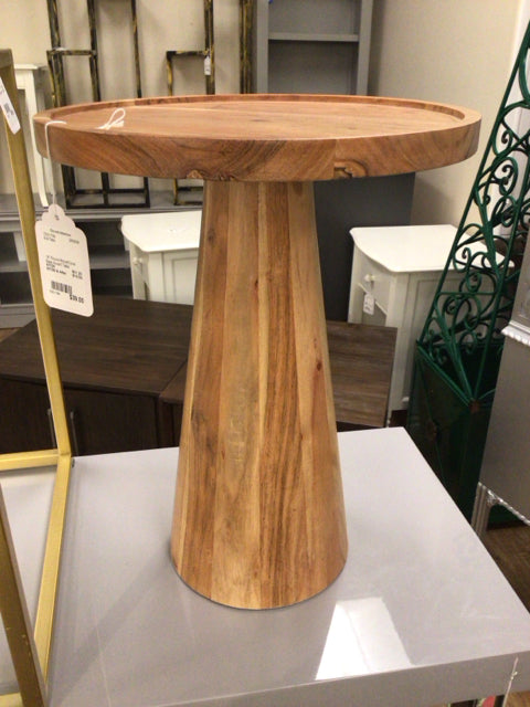 14" Round Wood/Cone Base Accent Table