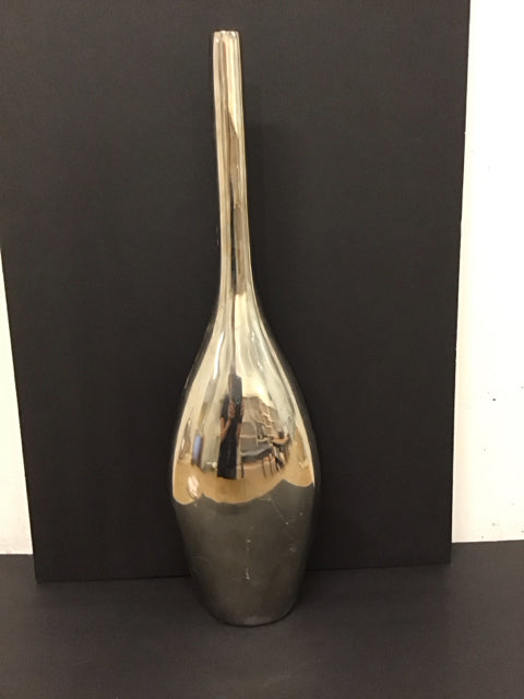 24" Silver Metal Flat Back Vase