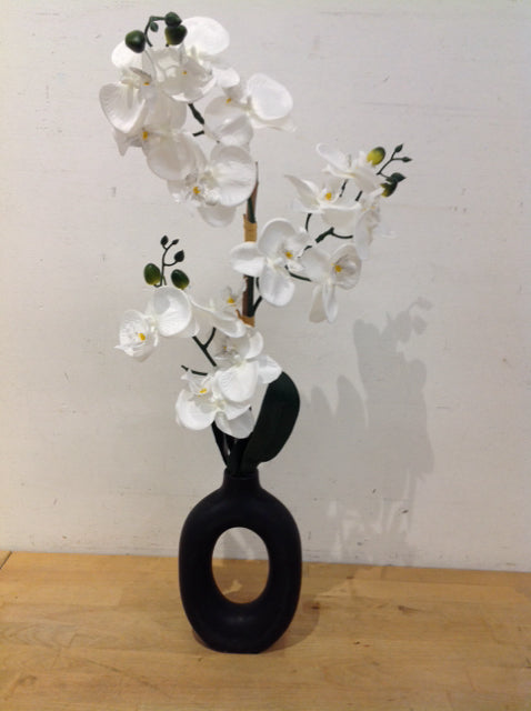 27" Black Vase w/Silk Orchids