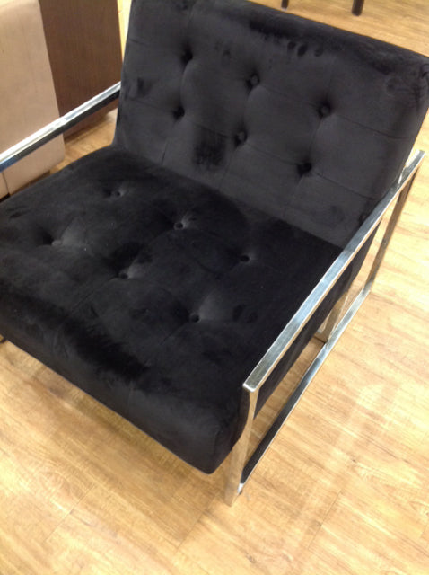 Chair- Chrome & Black Tufted