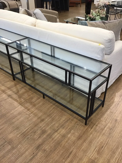 Glass/Black Metal 2-Level Console