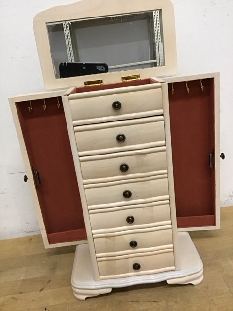 15.5" Whitewashed Wood Jewelry Box