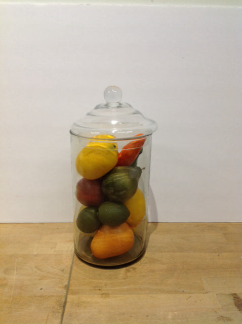 13" Glass Jar w/Paper Mache Fruit