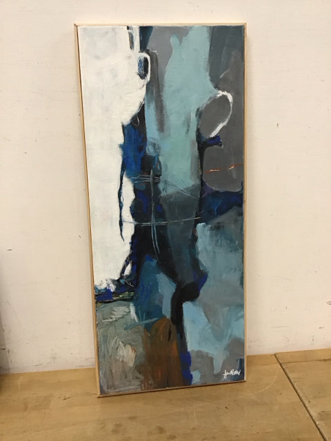 12x28 Blue Framed Canvas Art/Frame Removable