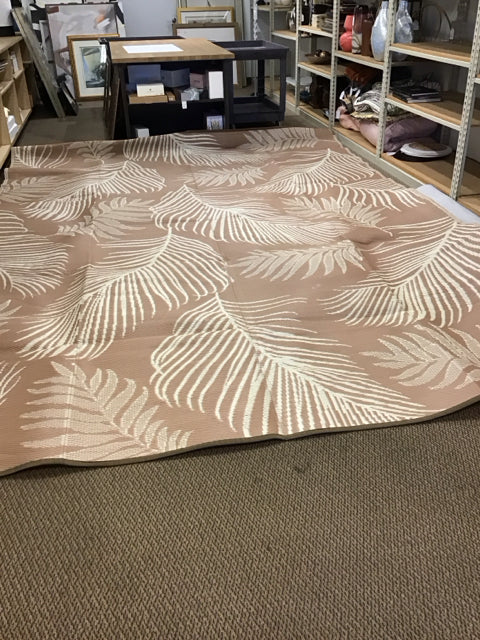 10'x14' Tropical Leaf Print Outdoor Rug
