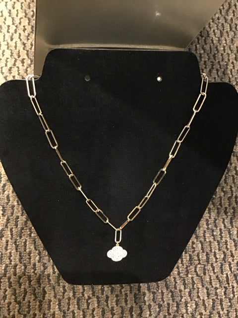 Van Cleef Style Paive Necklace w/Paper Clip Chain