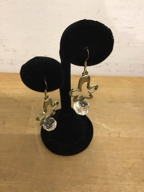 Goldtone & Crystal Like Dangle Earrings