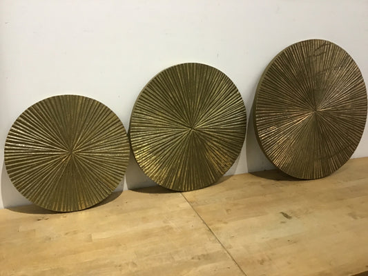 Set of 3 Disc Gold Wall Art