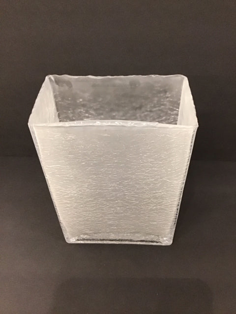 10" Crackled Rectangular Glass Vase