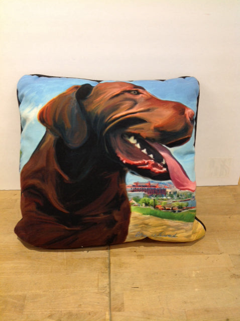 Square Colored Dog Throw Pillow