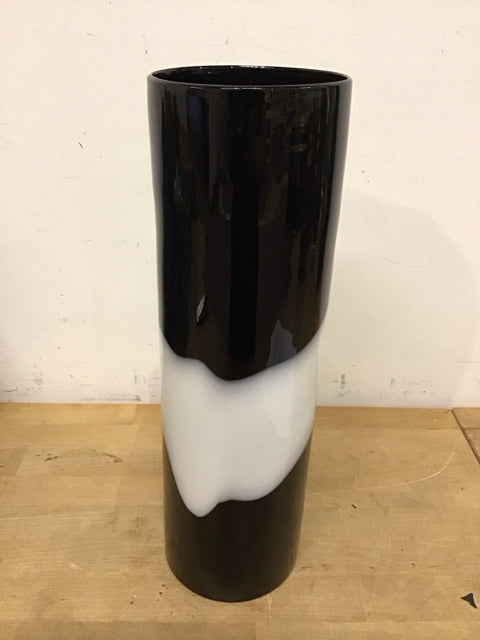 16" Cylinder Black & White Vase