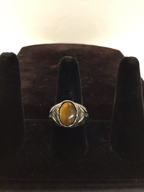 Men's Silver Ring w/Tiger's Eye Cabachon
