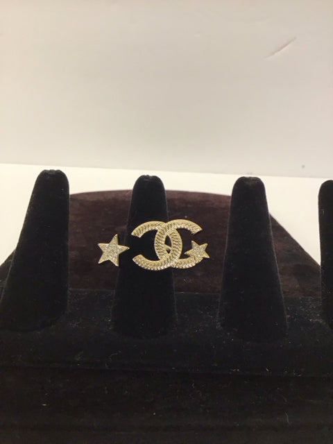 Chanel Style Gold/Pave Ring