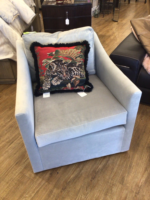 RH Grey Fabric Lounge Chair