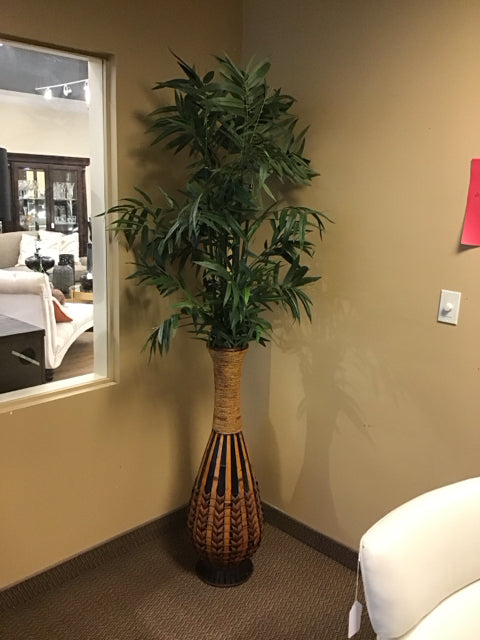 80" Faux Bamboo In Rattan Vase