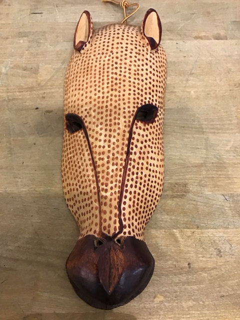 15" Giraffe Wooden Decorative Mask