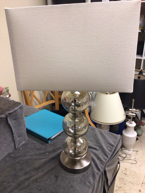 Stacked Mercury Glass Sphere Table Lamp W/Shade