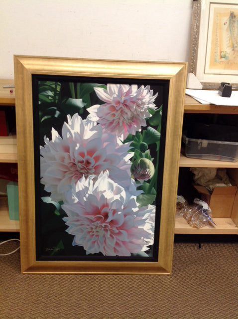 32x34 Framed "Pink Dahlias" Brian Davis S/N