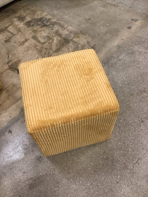 Piped Fabric Cube Ottoman
