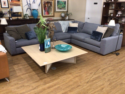 City Furniture Kevin Charles Navy/White Stripe Fabric 4 PC Sectional