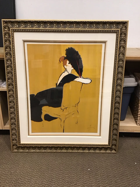 40.5x47.5 Framed "L'Evantail des Plumes" Rene Gruau