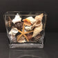 8" Rectangular Glass Vase w/Sea Shells