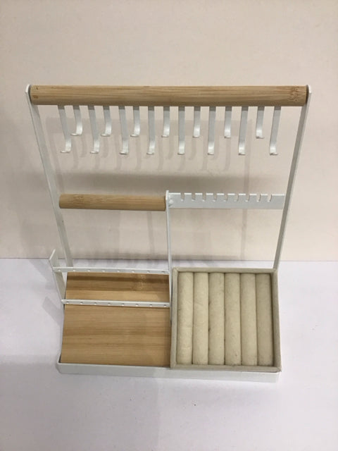 11x9 White Jewelry Rack w/Wood