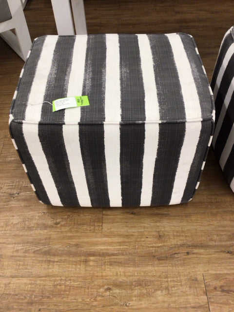 City Furniture Black & White Striped Ottoman