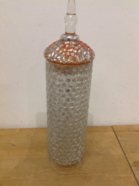 19" Footed Silver Glass Jar