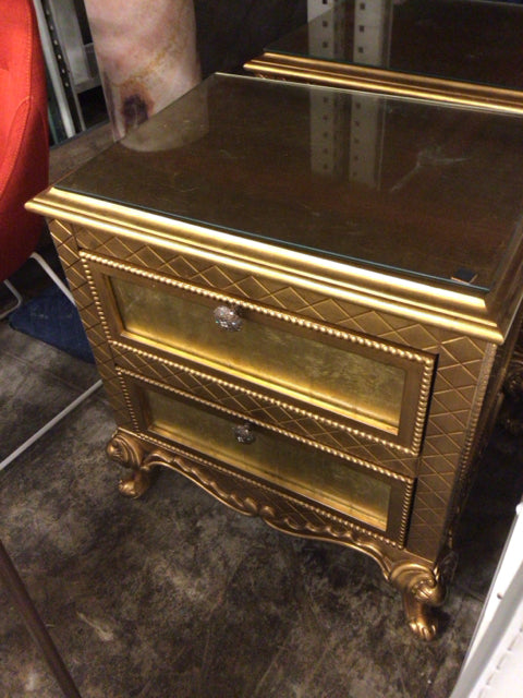Gold 2 Drawer Nightstand