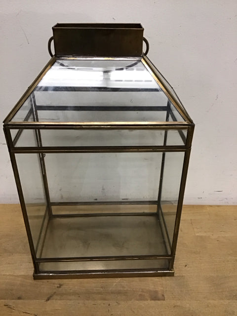 14" Metal & Glass Lantern