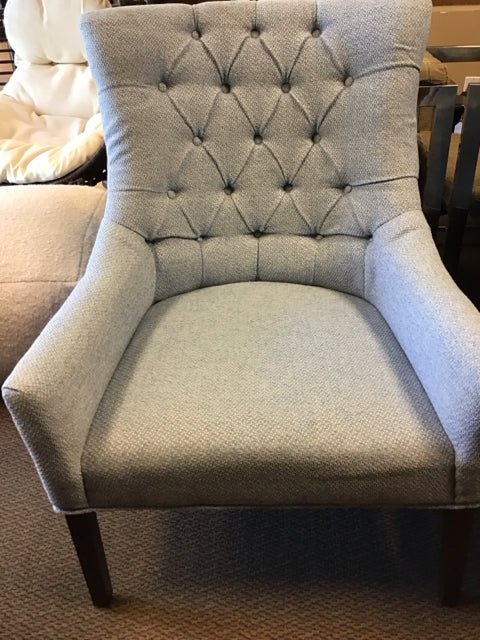 Blue W/White Specks Button Tufted Wingback Chair