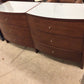 AS-IS Palliser Double Glass Top Wood Six Drawer Dresser