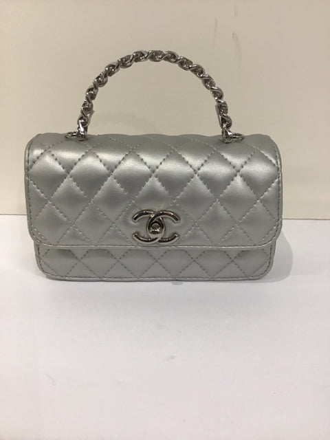 Chanel Style Silver Handbag