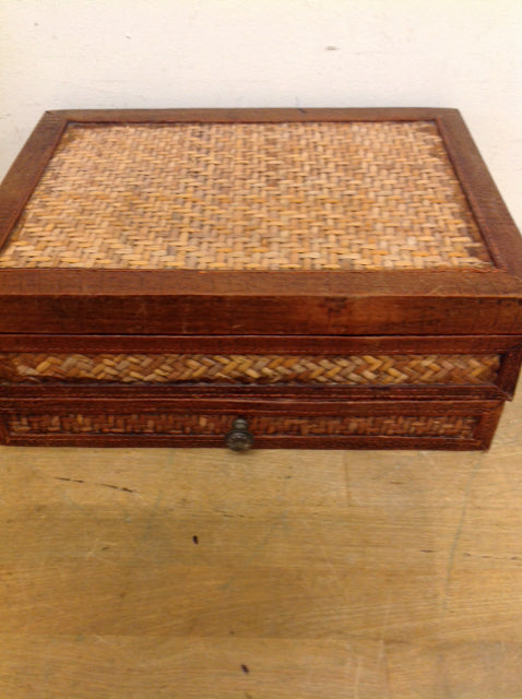 13" Rattan Wood Box